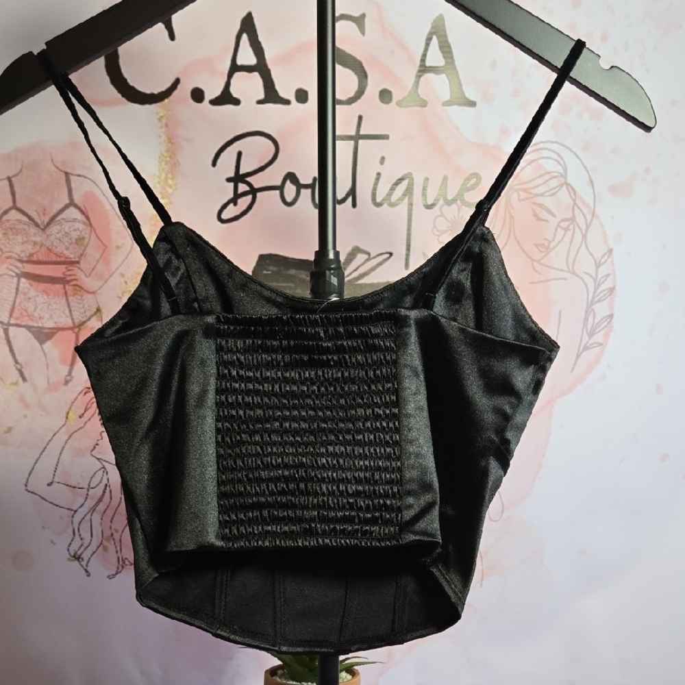 Wild Fable Black Crop Top with Floral Accents - Picture 3 of 4